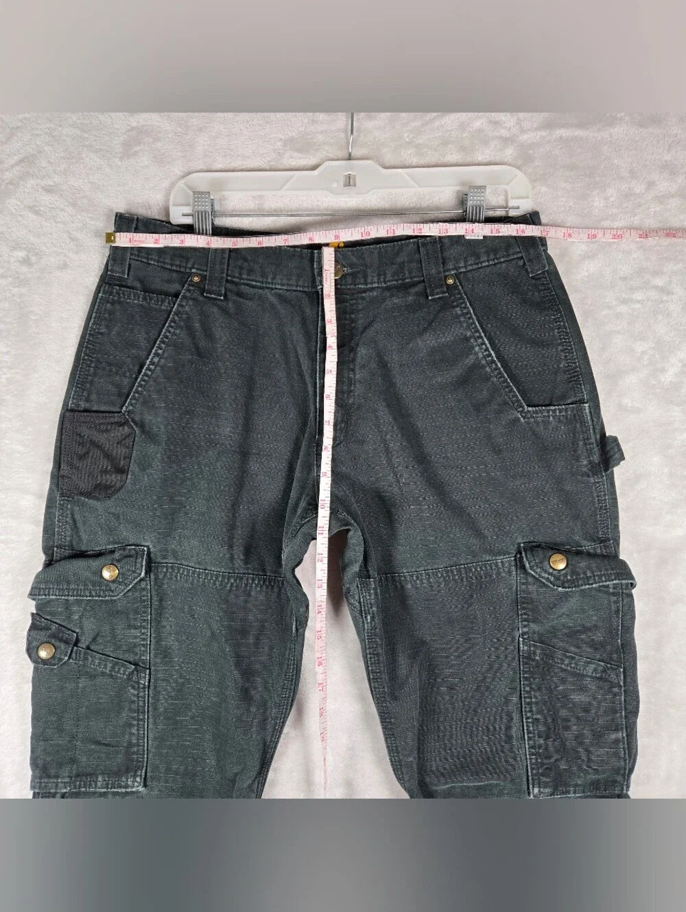 Carhartt Double Knee Cargo Pants Mens Size 34x30 Black Relaxed Fit Ripstop Y2K